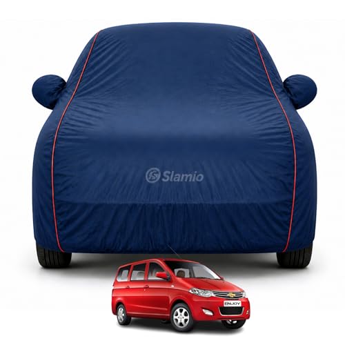 Image of Car Cover for Chevrolet Enjoy | 100% Waterproof Heavy-Duty 3-Layer Car Body Cover | All-Weather Rain, UV, Sun & Dust Protection | Custom Fit | Mirror & Antenna Pockets | Navy Blue