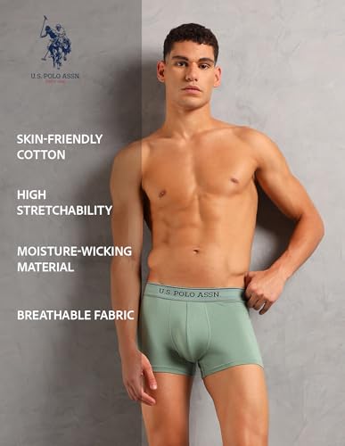 Image of U.S. Polo ASSN. Mens OET17 Solid Breathable Underwear Trunks - Pack of 3