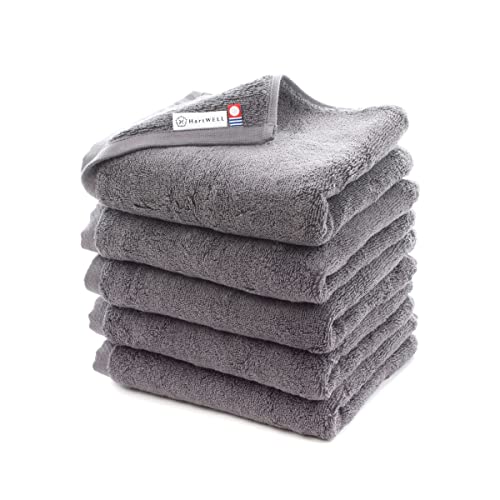 ハートウエル 今治タオル もこもこ365 フェイスタオル タオル 無地 シンプル カラータオル 今治 日本製 5枚セット グレー