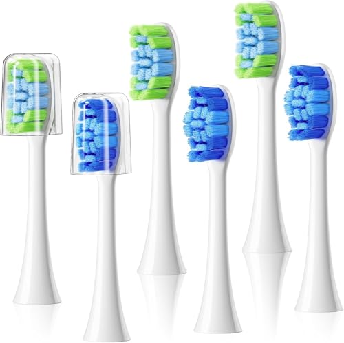 COSLUS Sonic Cabezales de repuesto para cepillo de dientes eléctrico: compatibles con cepillo de dientes eléctrico C30, paquete de 6 con 2 tipos de diseño de cepillo, adecuado para adultos, niños y