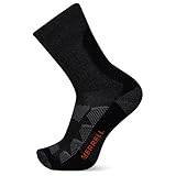 Merrell -men's and -women's Moab Hiking Mid Cushion Socks-1 Pair Pack-Coolmax Moisture Wicking and Arch Support, Charcoal, Medium-Large
