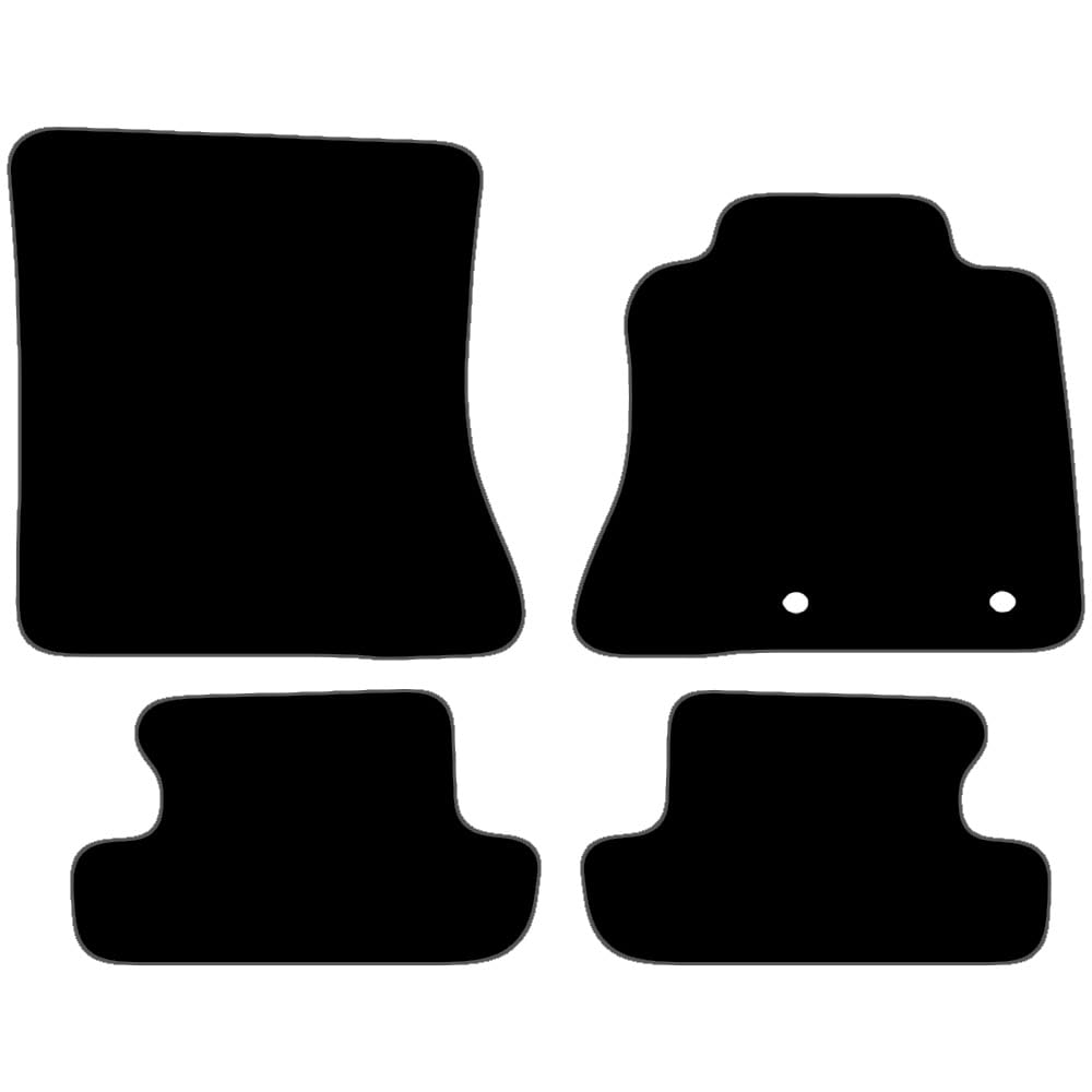 Carsio Carpet Car Mats For Ford Mustang 2015+ Onwards 4 clips Tailored Fit Floor Mat Set Complete Accessory Black Custom Fitted - All Weather, Anti-Slip Backing & Grey Trim