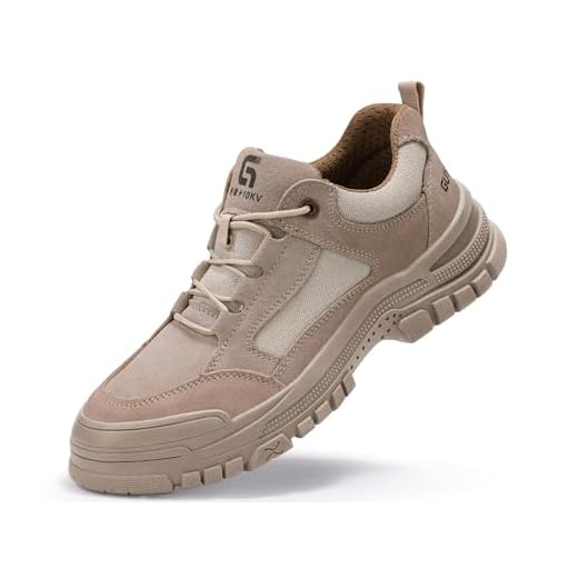IYVW 673 A Chaussure de Sécurité Femme Basket Légère et Confortable Respirant Chaussures de Travail avec Embout en Acier Homme Beige 38 EU