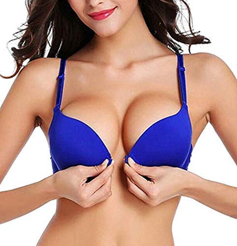 Image of Voler Haut Women Front Open Padded Underwired Pushup Bra Dark Blue