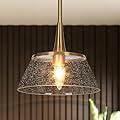 classy leaves Gold Pendant Lights Kitchen Island, Kitchen Pendant Lighting Over Island with Seeded Glass, 9 Inch Modern Plating Brass Pendant Light Fixtures
