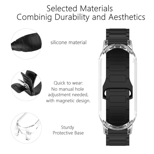 Magnetic Strap with Case for Plaud NotePin Voice Recorder, Adjustable Silicone Replacement Band for 5.9-8.7 Inch Wrist, Business & Casual Styles, Compatible with Plaud AI Accessories - Thumbnail 4