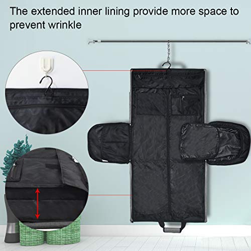 Garment Bags Convertible Suit Travel Bag with Shoes Compartment Waterproof Large Carry on Duffel Bags Garment Weekender Bag for Men Women Grey