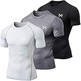 2.Sofort Absorbiert, um Body Odor zu verhindern: Die kurzarmshirt ist aus Feuchtigkeit wickeln und atmungsaktiven Stoff, die Schweiß absorbieren und trocknen schnell in Bewegung und halten weg von Klamauk Gefühl, bieten einen ausreichenden Komfort und cool, wenn Sie Sport treiben.