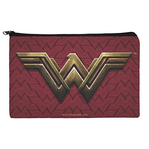 Justice League Movie Wonder Woman Logo Pencil Pen Organizer Zipper Pouch Case