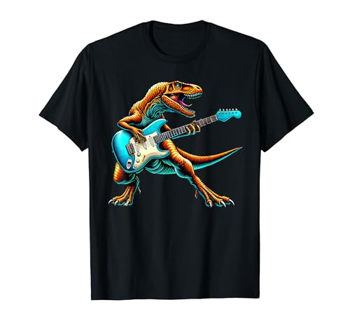 T-Rex Dinosaur Playing Guitar Musician Music T-Shirt