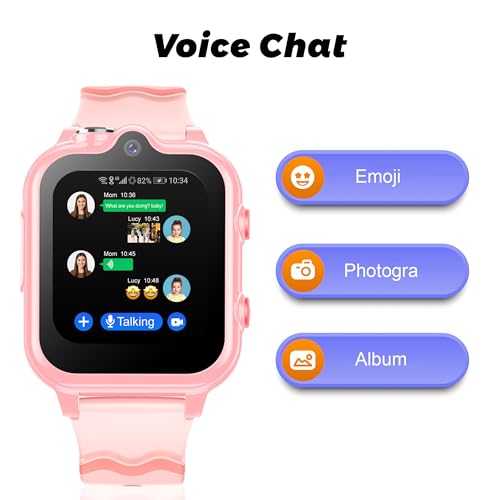 Miniatura 3 de Reloj Inteligente Gps Y Llamadas, Smartwatch Teléfono Reloj 4g Con Wifi Videollamada Sos Clase Modo Notificación De Vibración, Regalos Para Niños Y Niñas 5-12 Años Rosa