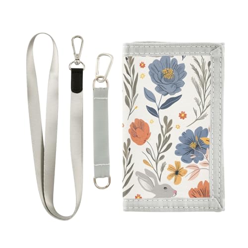 ALAZA Kids Wallets for Boys Girls Toddler Trifold Wallet Children Small Flowers Rabbits with Zipper Coin Pocket