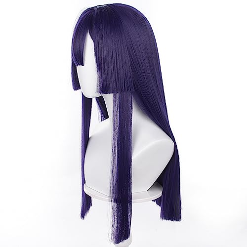 Image of Anime Blue Purple Wigs with Bangs Long Straight Wig Hime Cut Adult COS Game Cosplay Wigs Halloween,Christmas,Comic con,Game Show,Party