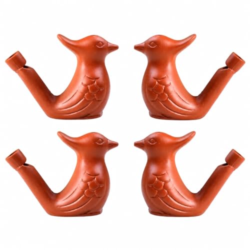 Image of Premium Clay Bird Whistle Toy (Pack of 4) - Handmade Earthen Water Whistle for Kids & Adults - Traditional Terracotta Musical Sound Toy - Natural Eco-Friendly Gift Set