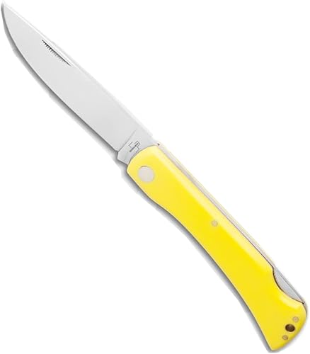 Boker Plus Rangebuster Cuchillo plegable 2.0 - 3.5" hoja de acero de alto carbono con retrobloqueo y asas de polímero amarillo