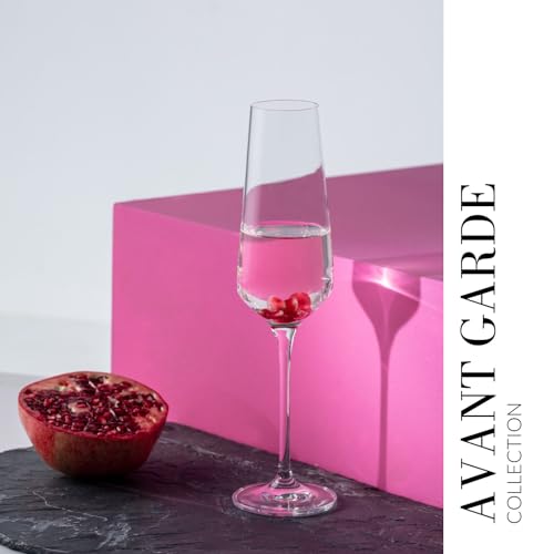 Krosno Crystal Champagne Flute Glasses, Set of 6, 6.1 oz, Avant-Garde Collection, Classic Shape for Timeless Style, Ideal for Mimosas, Prosecco, Sparkling Wine, Dishwasher Safe, Made in Europe - Image 6