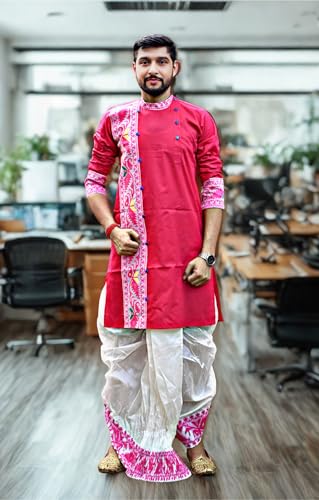 Image of Pure Cotton Full Sleeves Kurta with dupion silk Dhoti pant set (701)