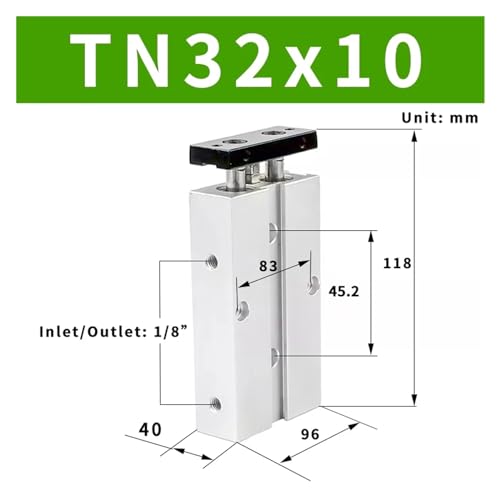 Cylindre compact TN32 double effet robuste en aluminium extrudé - 3