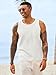 Runcati Mens Tank Tops Casual Sleeveless Hollow Out T-Shirts Muscle Summer Beach Hippie Shirts with Pocket White