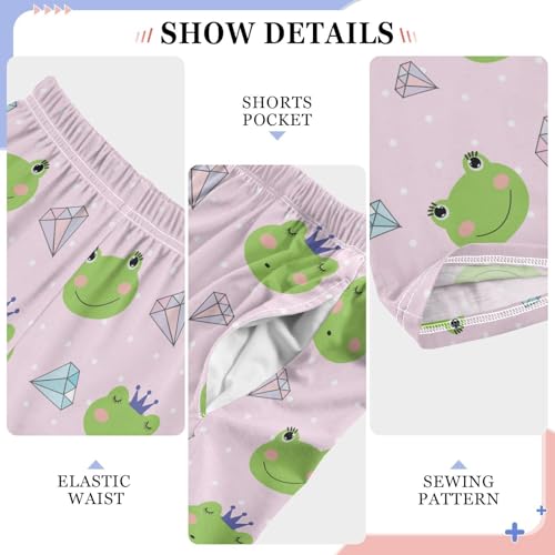 Frog Diamond Print Boys Long Pants Soft Trousers Elastic Waist Kids Lounge Bottoms with Pockets S-XL4