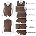 Aowdoy Retro Tweed Herringbone Brown Grey Suits for Men Slim Fit 3 Pieces Mens Suit Groom Dress Tuxedos Prom Costume Suit Jacket Vest Pants Light Brown M