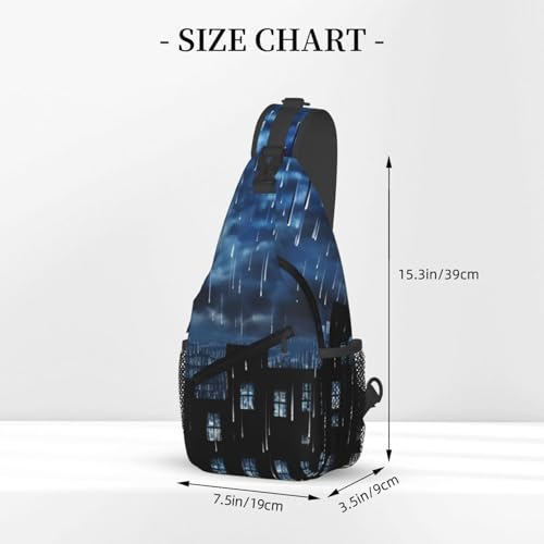 Mochila bandolera casco estampada negra para senderismo miniatura 3