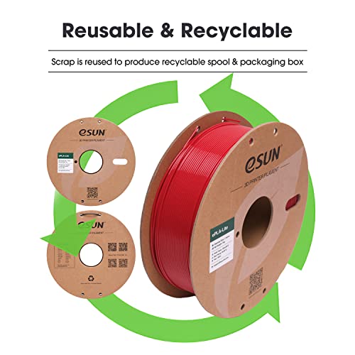 Image of eSUN PLA Filament 1.75mm, High Toughness 3D Printer Filament Upgraded PLA Filament, Dimensional Accuracy + /- 0.03mm, 1KG Cardboard Spool (2.2 LBS) 3D Printing Filament for 3D Printers, Fire Engine Red