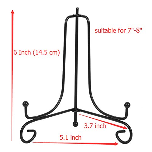 (4 Pack) 6" Iron Display Stand, Black Iron Easel Plate Display Photo Holder Stand, Displays Picture Frames, Cookbooks, Decorative Plates, Tablets And Art #TOP1