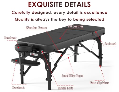 Image of CLORIS 84 inch Professional Massage Table 3 Section Portable Hold Up to 1100LBS