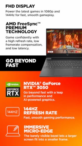 Image of HP Victus 15.6 inch Gaming Laptop, Intel Core i5-13420H, NVIDIA GeForce RTX3050 6GB GPU, FHD 144Hz IPS, 16GB DDR4 RAM, 1TB SSD, HDMI, USB-C, RJ-45, Wi-Fi 6, Backlit Keyboard, Windows 11, Mica Silver