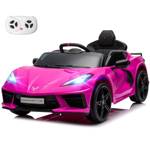 Image of MINIATURE MOTORS 12V Kids Electric Ride on Car Remote Control Bluetooth Music MP3 Player Electric Car 4 Shock Absorbers 2 Speeds Battery Powered Roadster Gift for Boys and Girls-Pink