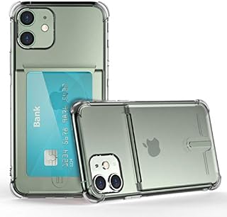 OBSTORM Phone Case for iPhone 11 Ultra Slim Thin Fit Crystal Clear Gel Shockproof Case Cover with ID Card Slot Holder (Transparent)