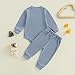 Kupretty Baby Boy Clothes 3 6 12 18 Months Fall Winter Outfit Daddy's Mini Embroidery Waffle Long Sleeve Romper Pants Set (Blue, 12-18 Months)