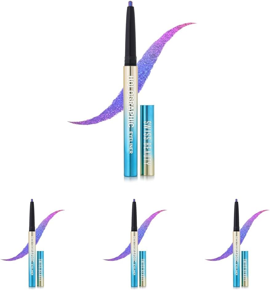 SWISS BEAUTY Holographic Shimmery Pencil Eyeliner | Waterproof, Smudge Proof, Long Lasting Eyeliner With Easy Application | Shade- Milky Way, 0.2G (Pack Of 4), Lavender