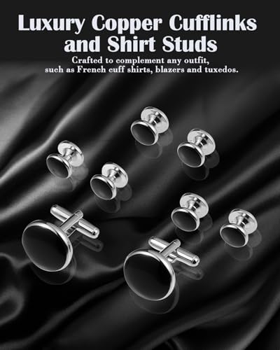 Lictin Men's Cufflinks Cuff Links for Men, Stainless Steel Tuxedo Shirt Cuff Links Set3