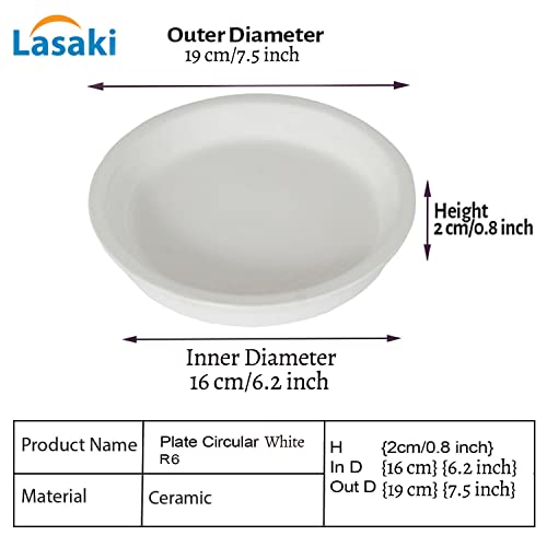 Image of Lasaki Round Ceramic Trays (Plates Saucers) for Pots, planters, Flower, Succulent(Set of 2,White 1,6 inch) R6(Plants not Included)