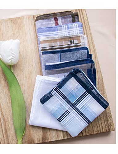 Mens Cotton Handkerchiefs Checkered Pattern Handkerchief Plaid Pocket Square Hankies Assorted 3Pcs #TOP4