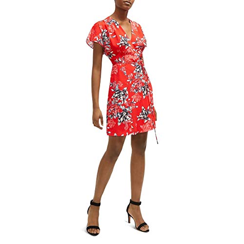 Image of French Connection Women's Classic Crepe Light Woven Dress Casual, Colletta Mini Bright Flame Multi, 10