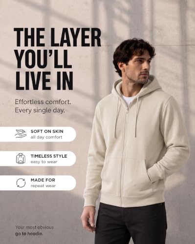 Image of Nobero Classic Zipper Hoodie for Men | Zip Up Hoodies for Men | Regular Fit | Full Zip Closure | Drawstring Hood | Zipped Hooded Sweatshirt | Cotton Rich Zipper Fleece Hoodie