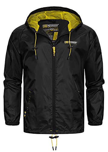Geographical Norway Męska kurtka przeciwdeszczowa, przeciwwiatrowa, przejściowa, do aktywności na świeżym powietrzu, czarny, M