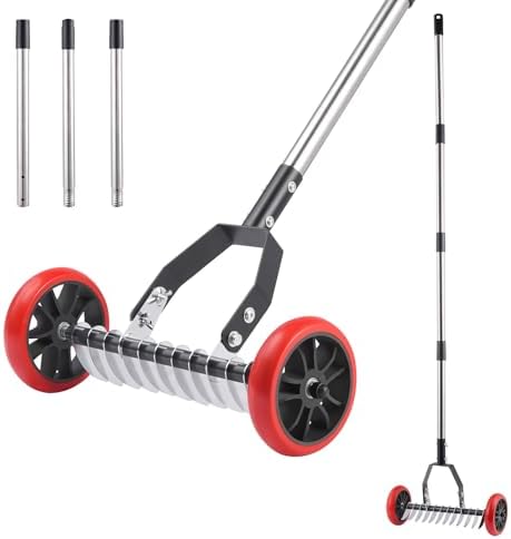 Dethatcher Rake Roller Amazon.com : Uranshin Lawn Thatch Rake with Wheels, Dethatching Roller ...