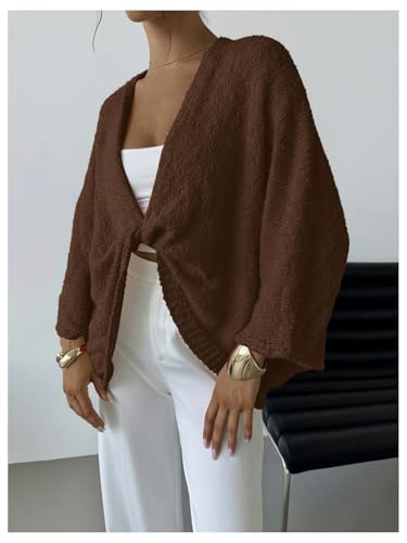 Image of GORGLITTER Women's Wrap Bat Wing Tops Cropped Light Weight Sweater Oversized V Neck Pullover Knit Top Fall Outfits 2026