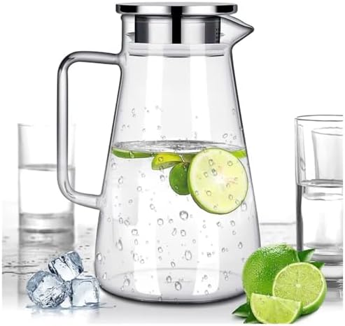Jarra de Vidro 1,8 Litros com Tampa – Resistente, Transparente, D...