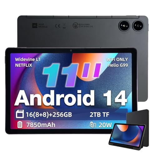 AGM PAD P2 11 inch Android 14 Tablet, 90Hz 480 Nits 1920 * 1200 FHD+ IPS Display, MTK G99, Widevine L1 Certified, Quad Box Stereo Speakers, 7850 mAh, 16(8+8)GB + 256GB[TF 2TB], GPS, Compass, OTG, WiFi