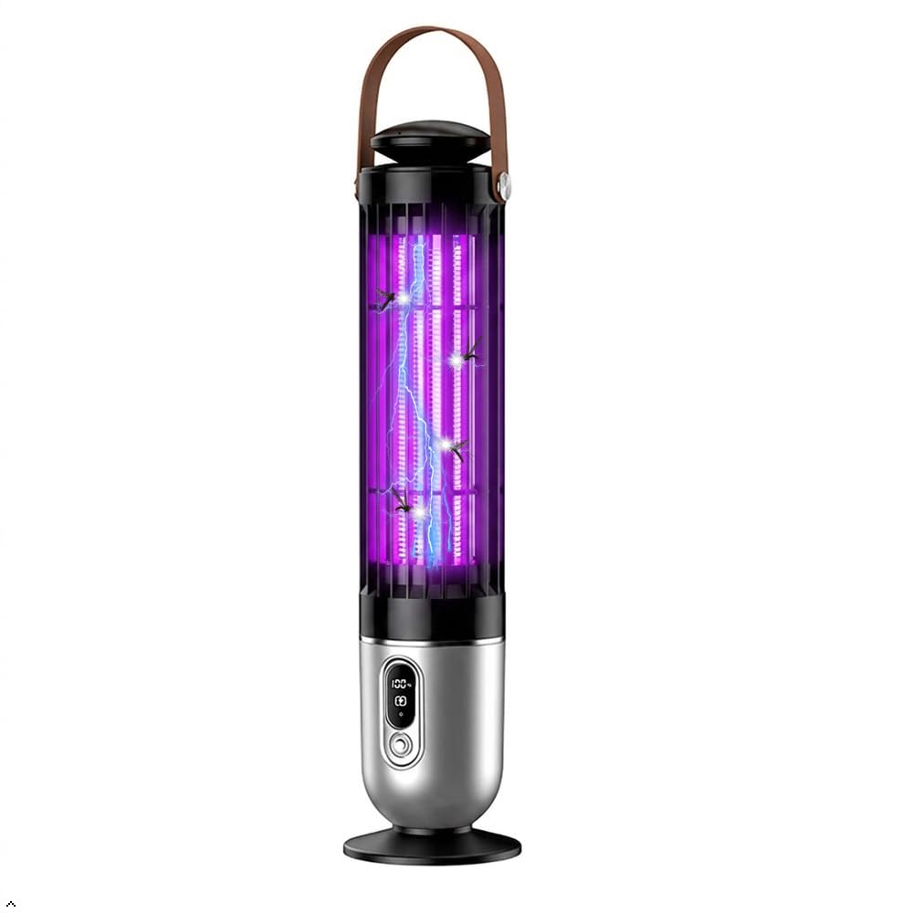 FanFuGuo® Electric Fly Catcher Mosquito Killer Lamp USB Rechargeable,Fly Zapper Trap Lamp with Dusk to Dawn Sensor,UV Light & Sleep Night Light 2-in-1 Mode,Bug Zapper for Indoor and Outdoor (Dark)