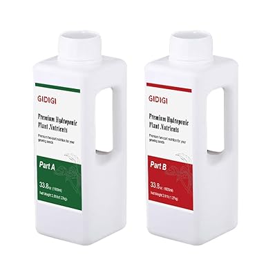 Hydroponic Nutrient Solution | Professional Base A & B Liquid Hydroponic Fertilizer for Indoor and Outdoor Plant | Supports Healthy Vegetative Growth and Flowering Stage | 75.5 oz(2 L) Set