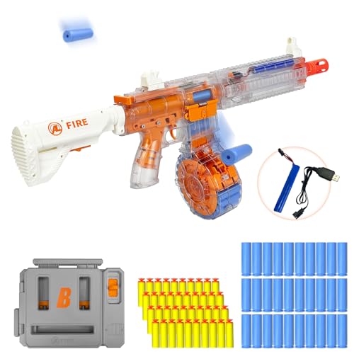 UNIKONIO Shell Ejecting Toy Gun with Rotating Drum, Automatic Blaster Guns, Electric Blaster Toy, Auto Manual Modes, 1 Loader 30 Darts Case 40 Foam Darts, Shot Gun Gifts for Christmas Birthday- Orange
