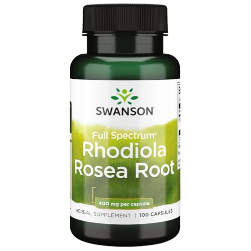 Swanson, Rhodiola Rosea Root (Extracto de Raíz de Rosa), 400mg, 100 Cápsulas, Altamente Dosificado, Probado en Laboratorio, Sin Soja, Sin Gluten, No GMO