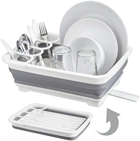Homeshopa Collapsible Drainer Dish Rack, Dish And Kitchen Utensil Drainer Dinnerware Basket For Kitchen, Portable Foldable Dish Drainer Cutlery Holder Drying Rack