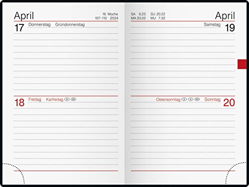 rido/idé Daily calendar model Industry II 2024 Yearly Planner, 1 page = 2 days, sheet size 7.5 x 11.2 cm, black - Image 3